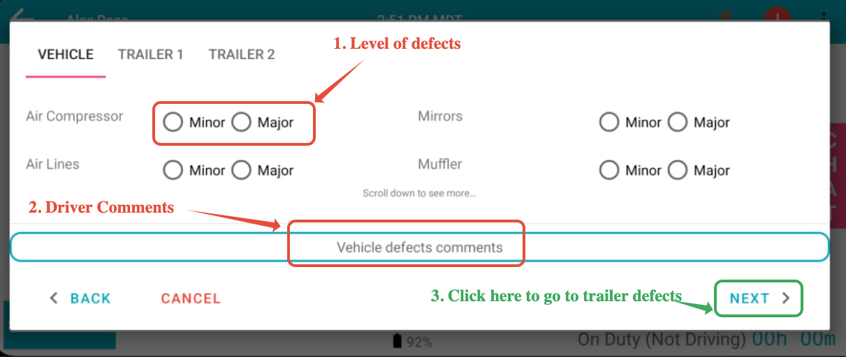 Driver Page - Navigating through the Switchboard Driver Application