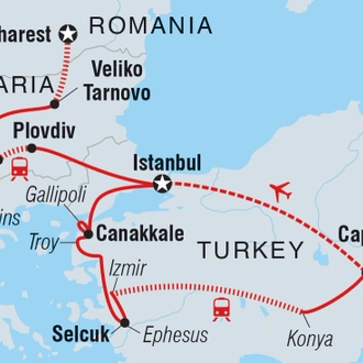 tourhub | Intrepid Travel | Romania, Bulgaria & Turkey Discovery | Tour Map