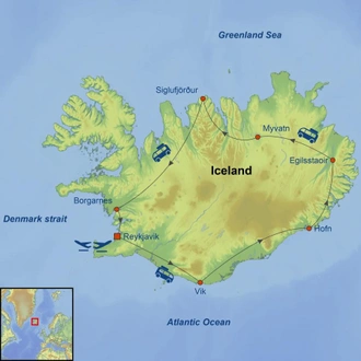 tourhub | Indus Travels | Iceland Explorer | Tour Map