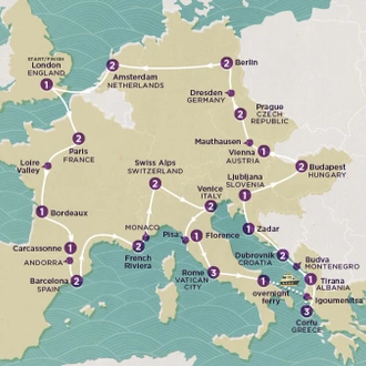 tourhub | Topdeck | Play & Pause: Epic European 2024 | Tour Map