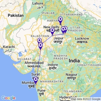 tourhub | Panda Experiences | Rajasthan Treasures Tour | Tour Map