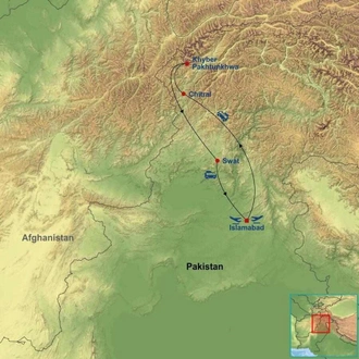 tourhub | Indus Travels | Magic of Gandhara and Kalash Valley | Tour Map