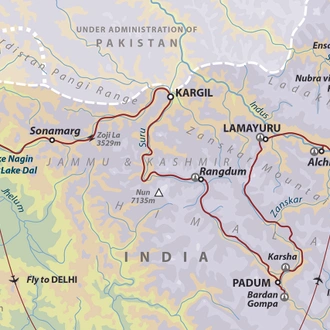 tourhub | Wild Frontiers | India: High Road to Kashmir - Dakhtok Tsechu Festival Departure | Tour Map