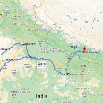 tourhub | Panda Experiences | Rajasthan and Nepal | Tour Map
