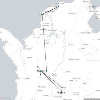 tourhub | Today Voyages | Magic Colombia Program + Ext Isla del Encanto (Without Flights) | Tour Map