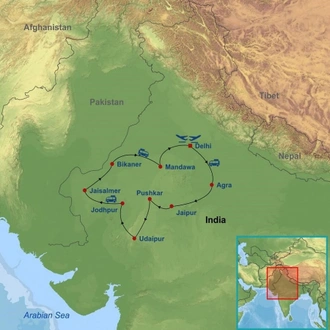 tourhub | Indus Travels | Royal India | Tour Map