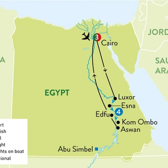 tourhub | Travelsphere | Treasures of Egypt - Pyramids and a Nile Cruise | Tour Map