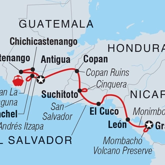 tourhub | Intrepid Travel | Heart of Central America | Tour Map