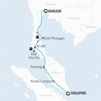 tourhub | Bamba Travel | Bangkok to Singapore Express Travel Pass | Tour Map