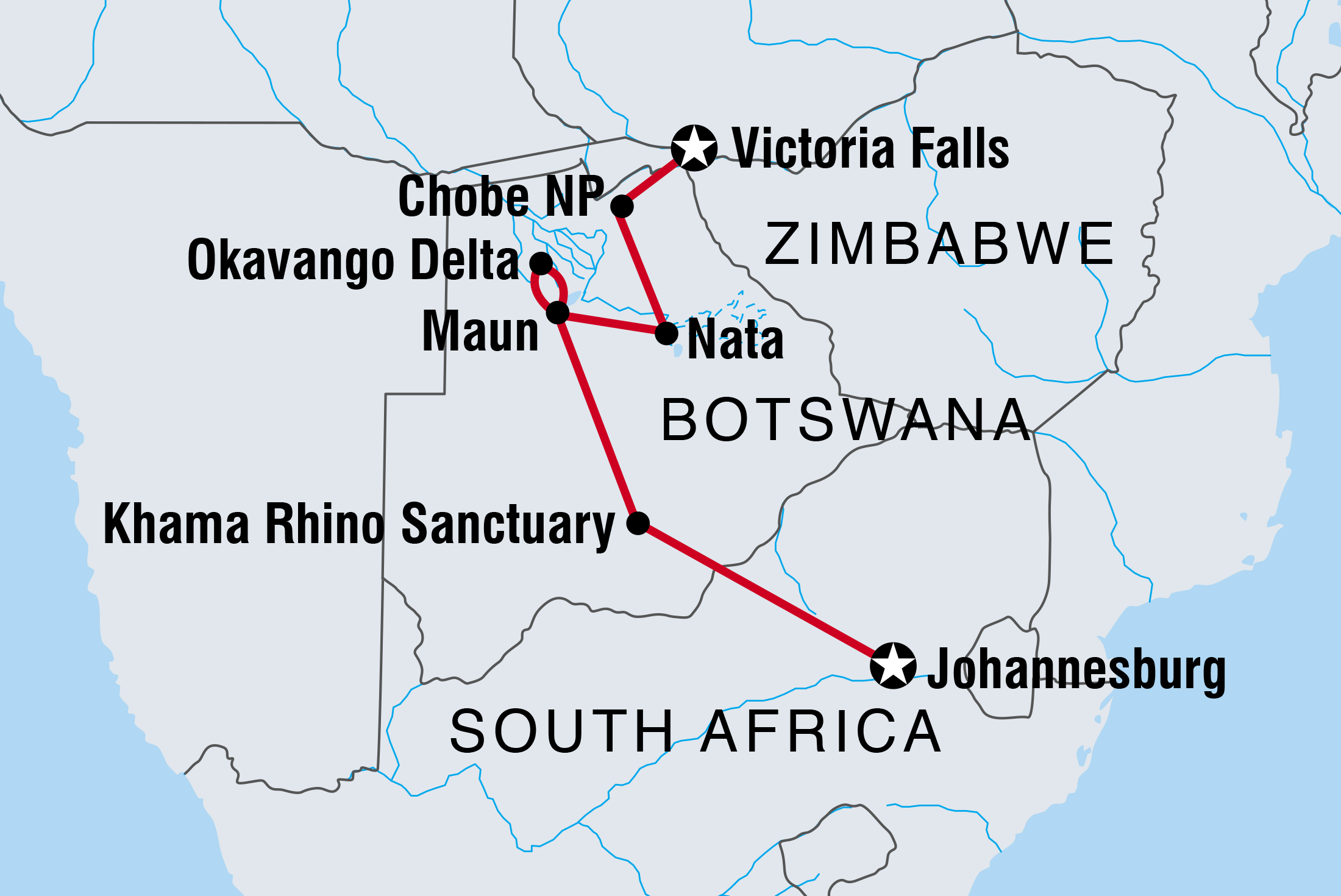 tourhub | Intrepid Travel | Okavango Experience | Tour Map