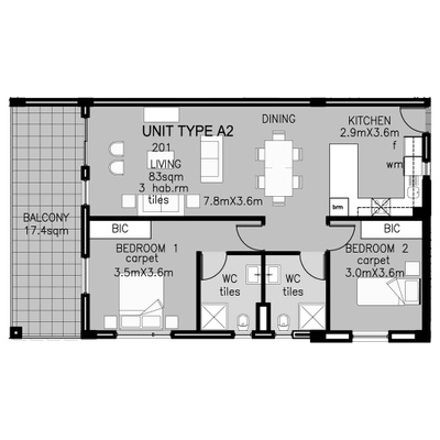 2 Bedroom 2 Bathroom Apartment