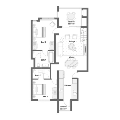 Phase 1&2 - 2 Bed Penthouse with optional loft