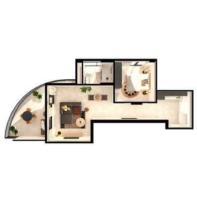 2012 One bed penthouse - Typical configuration