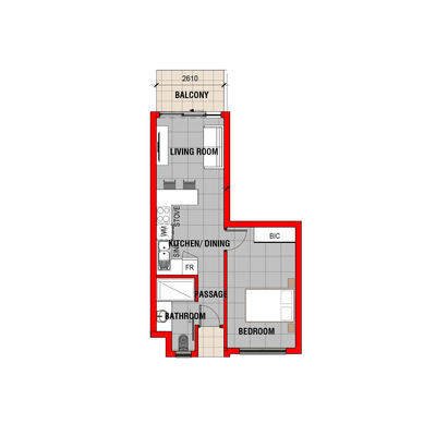 1 Bedroom Unit B