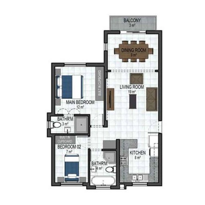 72sqm 2bed Luxury Plus 1st and 2nd floor
