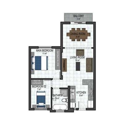 64sqm 2bed Luxury - 1st and 2nd floor