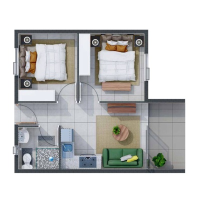 2 Bed 1 Bath