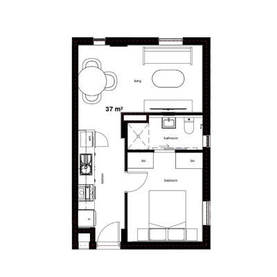 1 Bed 1 Bath Alt 2