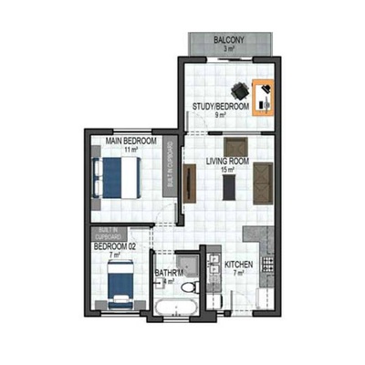 64sqm 3bed Luxury - 1st and 2nd floor