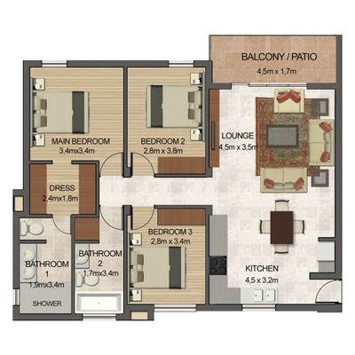 3 Bed 2 Bath