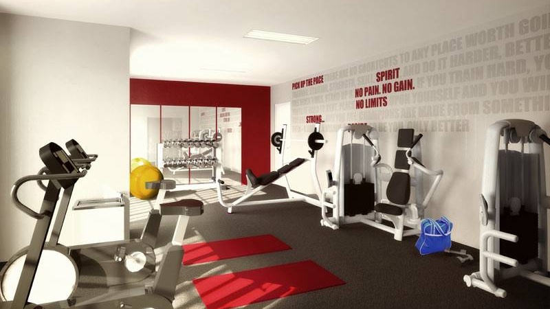 View of the gym at Le Rouge