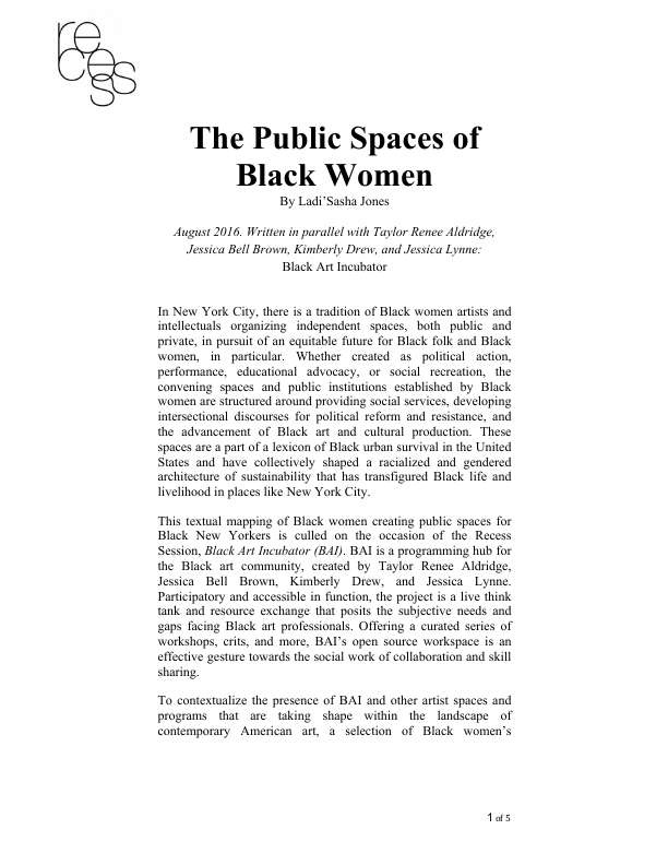 The Public Spaces of Black Women