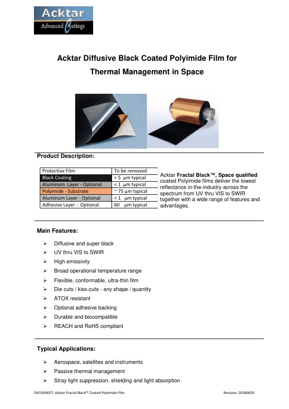 Coated Black Foils & Films - Acktar black coatings