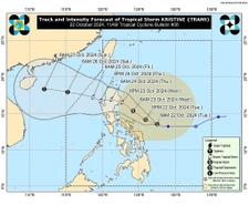 Thumbnail: Typhoon Kristine Strengthens as Landfall Looms in Isabela or Northern Aurora Tomorrow; Signal Number 2 Raised Over Catanduanes, Signal Number 1 for Metro Manila