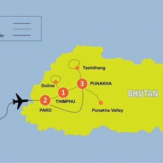 tourhub | Tweet World Travel | Bhutan Cycling Tour: Bhutan On Bike Experience | Tour Map