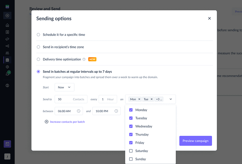 Fragmented scheduling batches