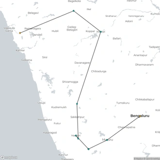 tourhub | UncleSam Holidays | Amazing Karnataka with Goa | Tour Map