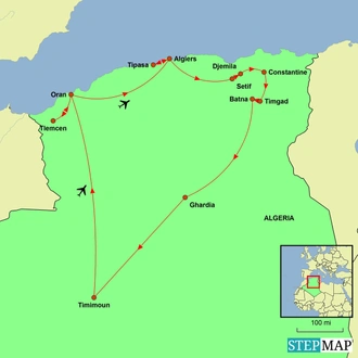 tourhub | Undiscovered Destinations | Algeria - Desert & History | Tour Map