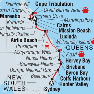 tourhub | Intrepid Travel | East Coast Australia Adventure | Tour Map