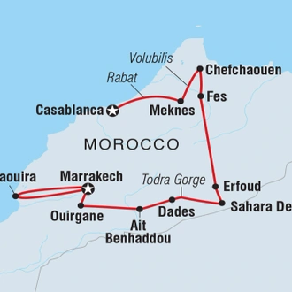 tourhub | Intrepid Travel | Premium Morocco in Depth with Essaouira | Tour Map