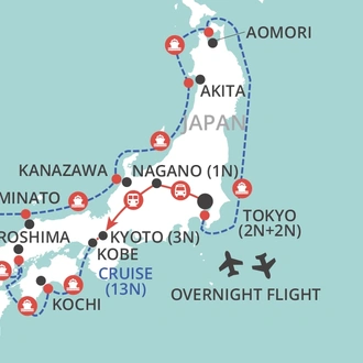 tourhub | Wendy Wu | Japan by Land & Sea | Tour Map