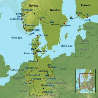 tourhub | Indus Travels | Treasures of Germany and Scandinavia with Helsinki | Tour Map