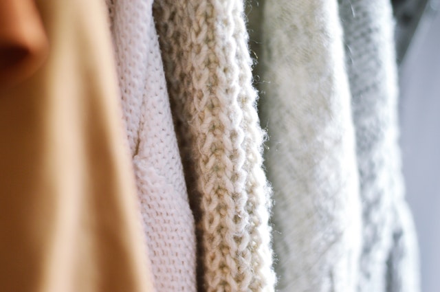 Different types of fabrics in close-up view