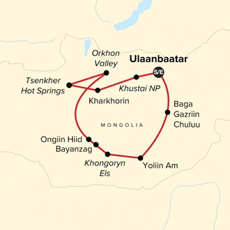tourhub | G Adventures | Discover Mongolia | Tour Map
