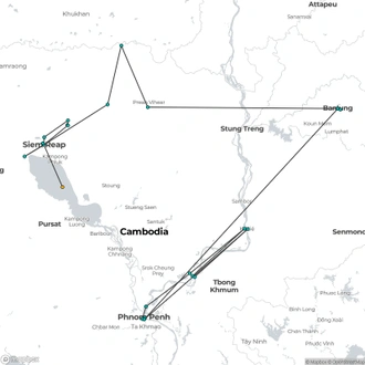 tourhub | Today Voyages | Cambodia – The Active Way from the Capital to Angkor Wat | Tour Map