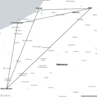 tourhub | Today Voyages | Royal Cities of Morocco Tour from Casablanca | Tour Map