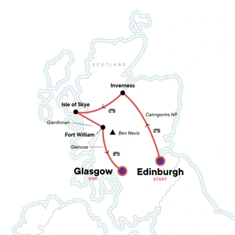 tourhub | G Adventures | Highlights of Scotland | Tour Map
