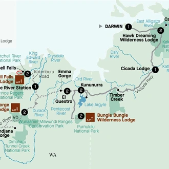 tourhub | APT | Kimberley and Top End | Tour Map