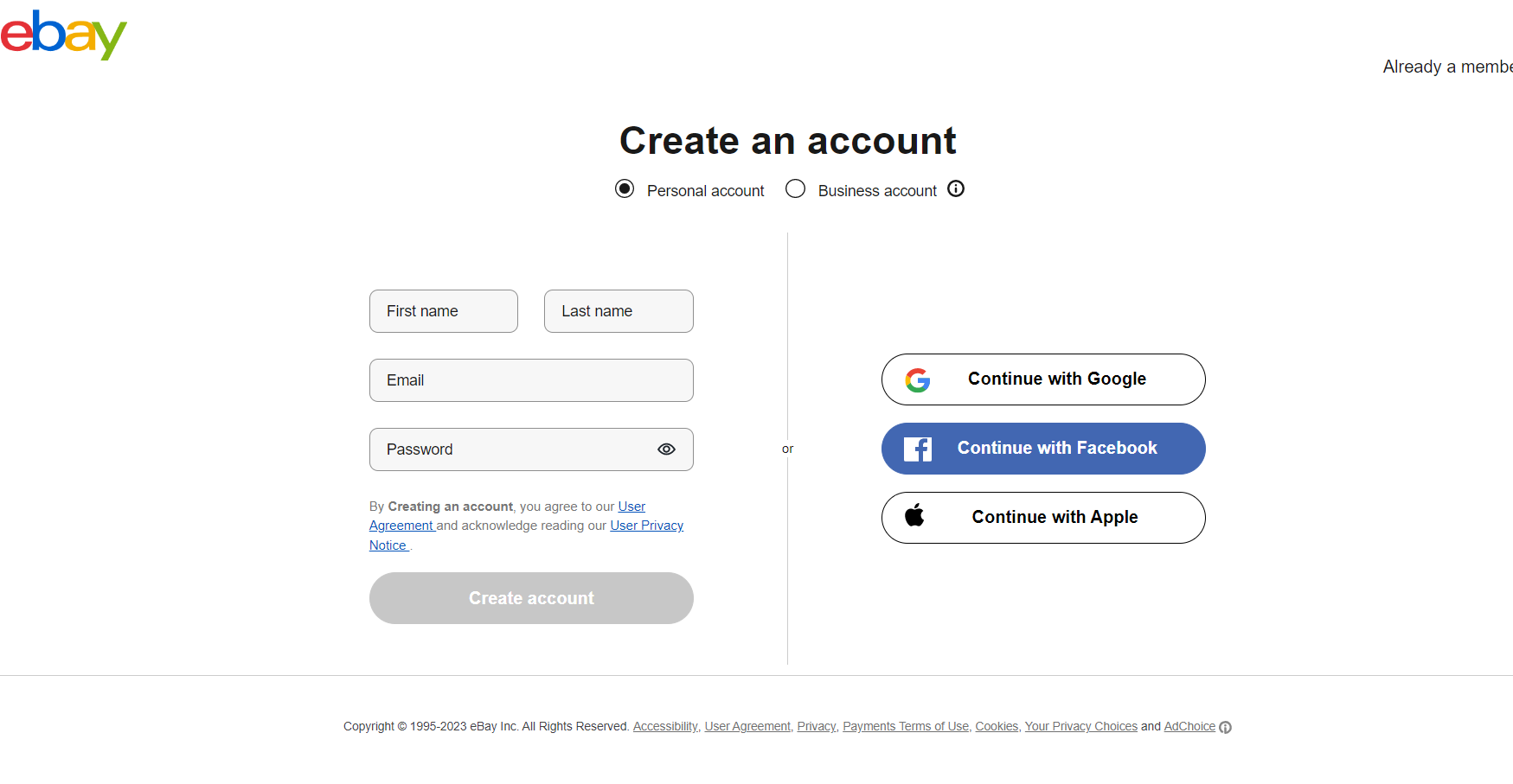 create an account