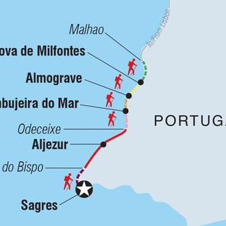 tourhub | Intrepid Travel | Hike the Rota Vicentina in Portugal | Tour Map