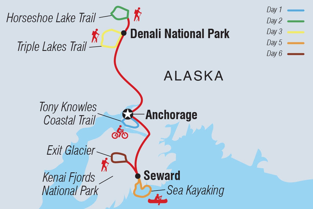 tourhub | Intrepid Travel | Alaska Hike, Bike & Kayak | Tour Map