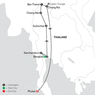 tourhub | Cosmos | Tantalizing Thailand with Kanchanaburi & Phuket | Tour Map