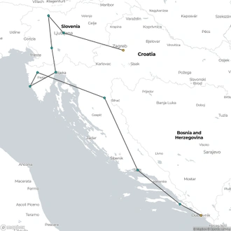 tourhub | Tours of Distinction | Gems of the Adriatic featuring Croatia & Slovenia | Tour Map