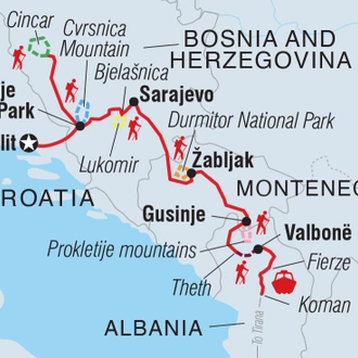 tourhub | Intrepid Travel | Hiking the Balkans: Via Dinarica | Tour Map