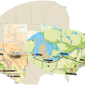 tourhub | Europamundo | California Coast, Chicago, and NY | Tour Map