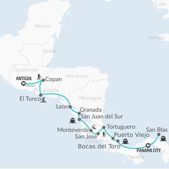 tourhub | Bamba Travel | Antigua to Panama City Travel Pass | Tour Map